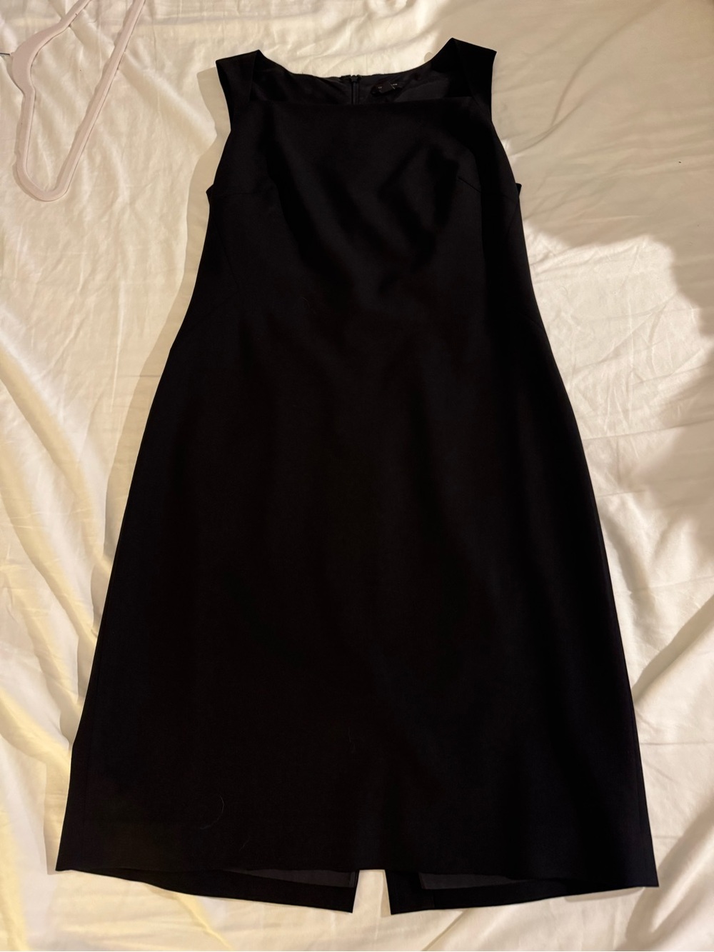 Ann Taylor Black Virgin Wool Sheath Dress Square Neck Size 6